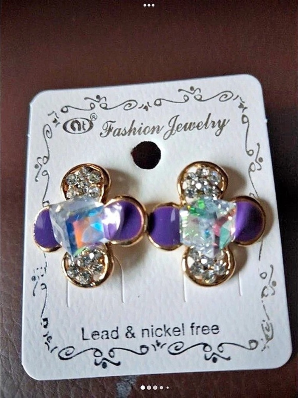 Purple & Blue Crystal Earrings NWT